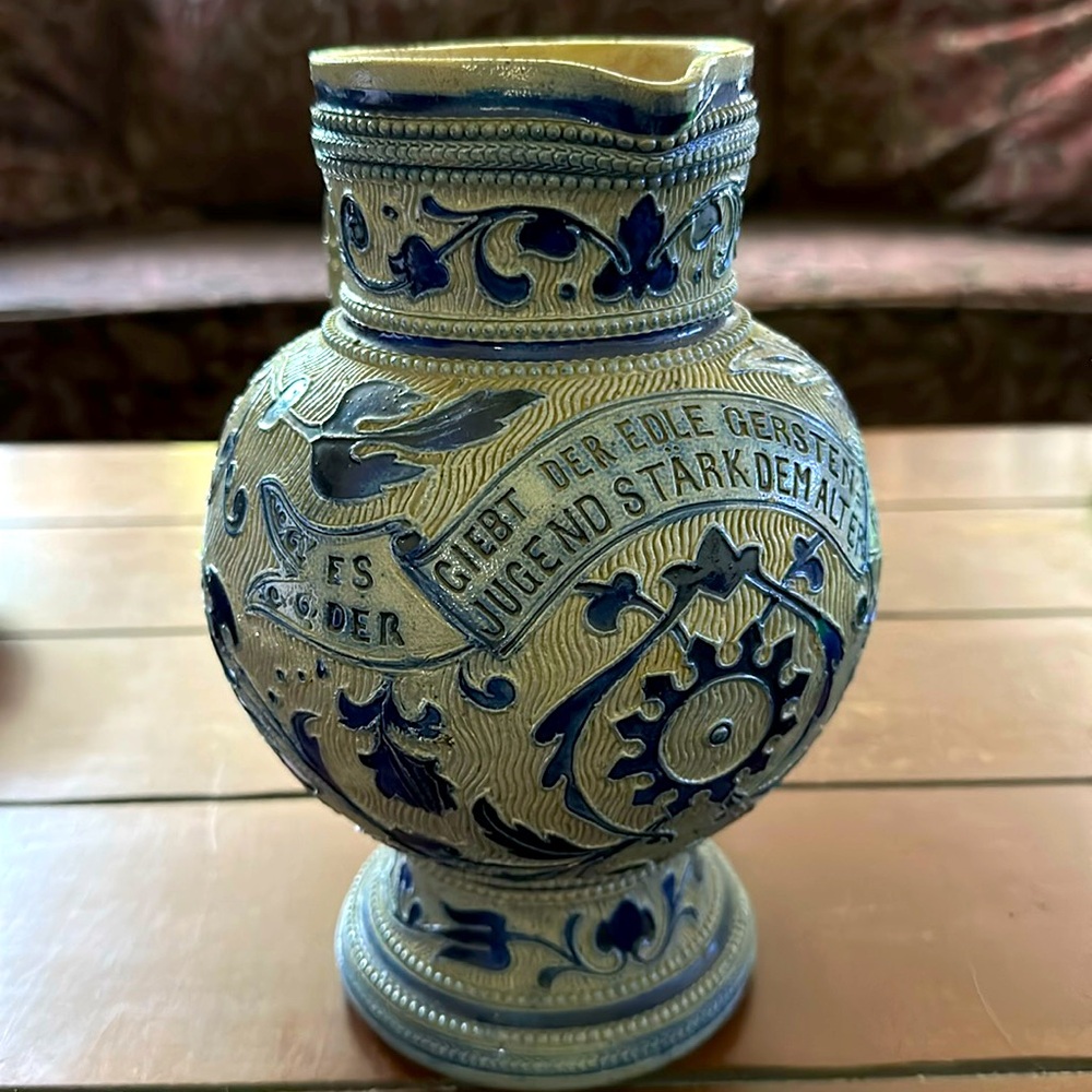 Stoneware Beer Jug Antique German Westerwald